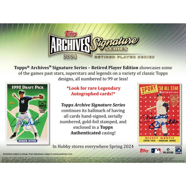 2024 Topps Archives Signature Series Baseball Retired Player 10 Box Half Case Random Teams Break #2 (5/15 Release)