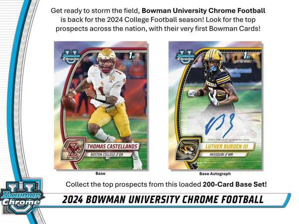 2024 Bowman Chrome University Football 12 Hobby Box Case PYT Break #1 (11/27 Release)