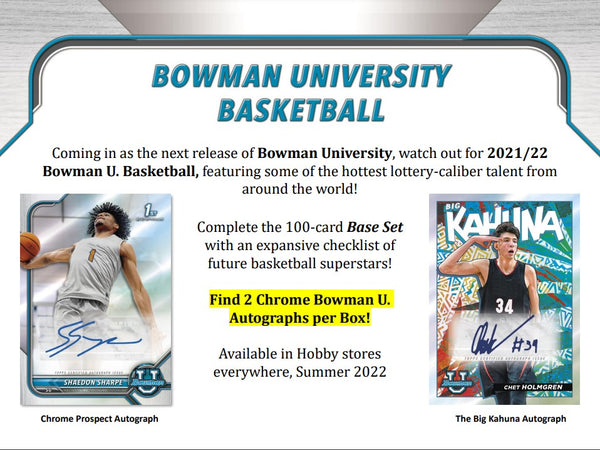 2021/22 Bowman University Basketball 4 Hobby Box Serial # Break #2 *CHASING CHET & OTHERS BOWMAN 1ST!*